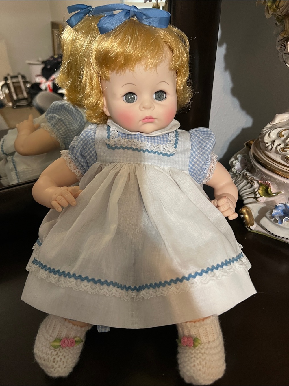VTG Madame Alexander “PussyCat” Doll - Blue Gingham Dress - Crier Not Working